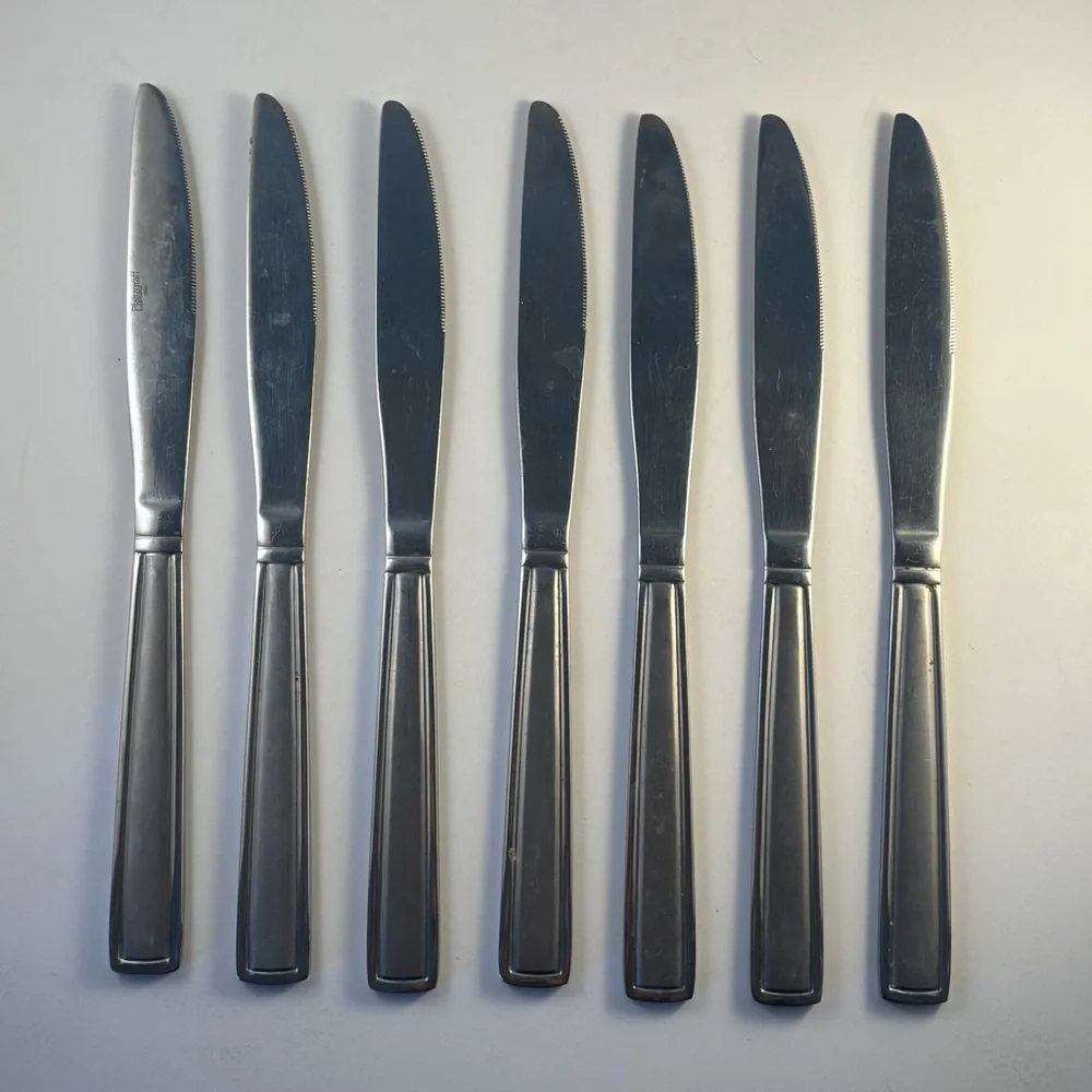 7 Piece Pfaltzgraff‎ Everyday Chalfonte Knives Stainless Steel Glossy Outlined